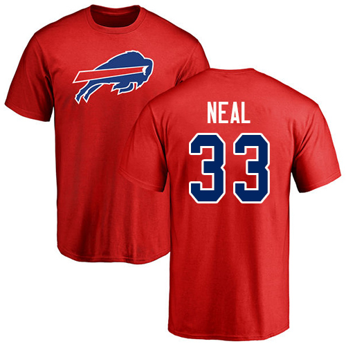 Men NFL Buffalo Bills #33 Siran Neal Red Name and Number Logo T Shirt